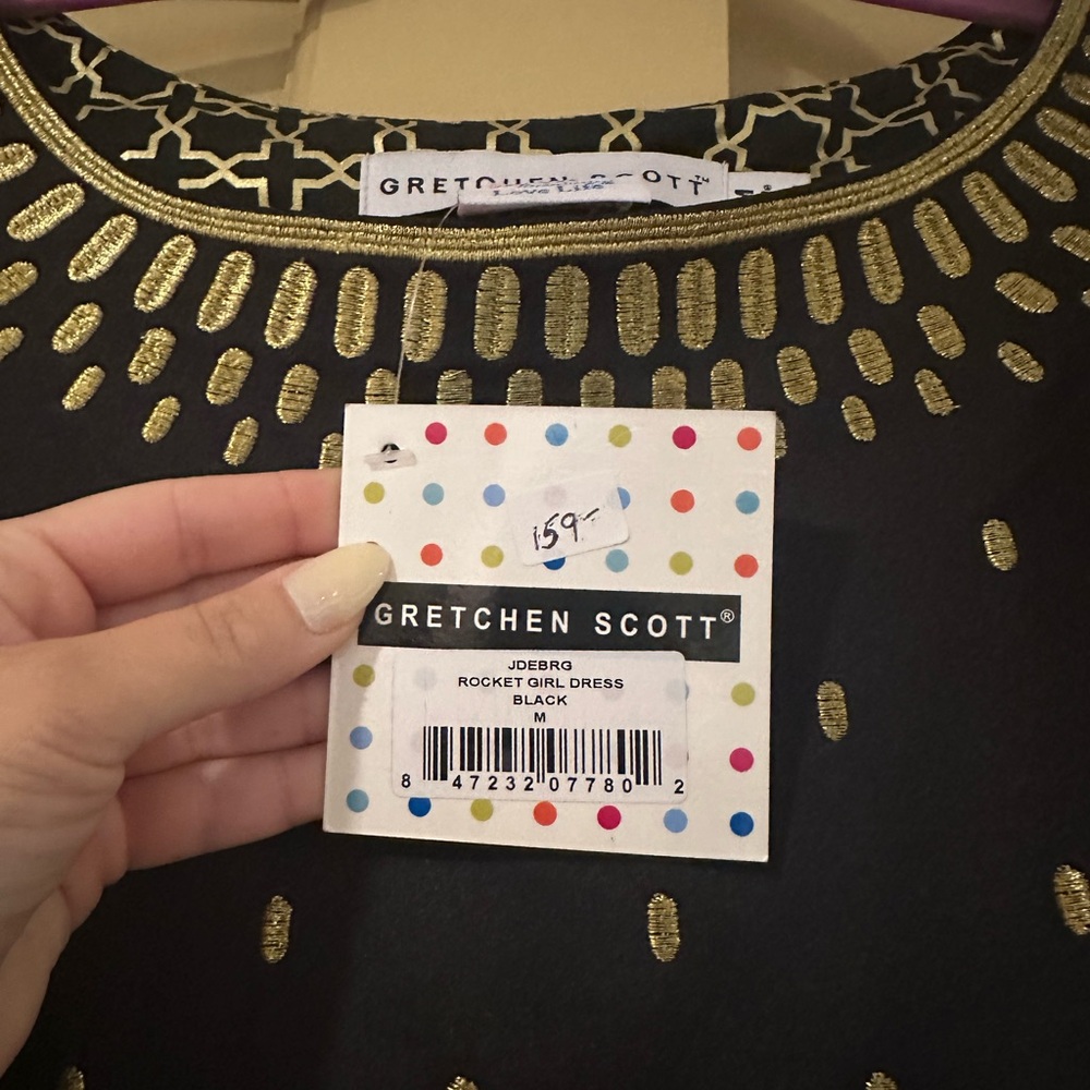 Gretchen Scott Designs Black and Gold Sheath Mini Dress - Picture 4 of 7